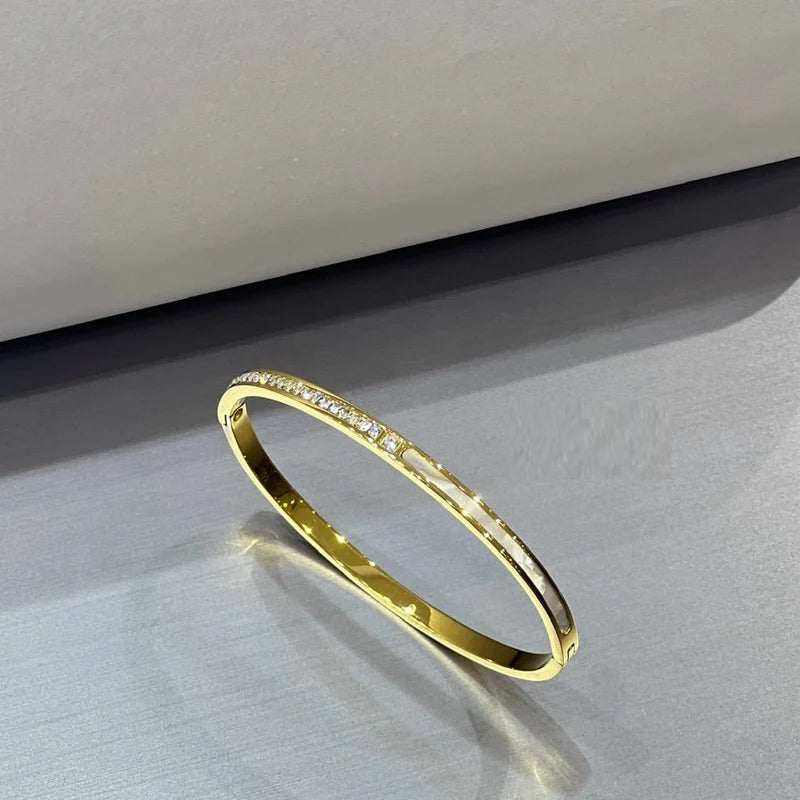 Elegant Slim Crystal-Line Bangle