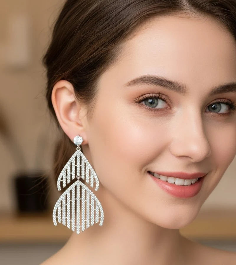 Luxury Floral Crown Zircon Drop Earrings – Elegant Statement Jewelry for Women