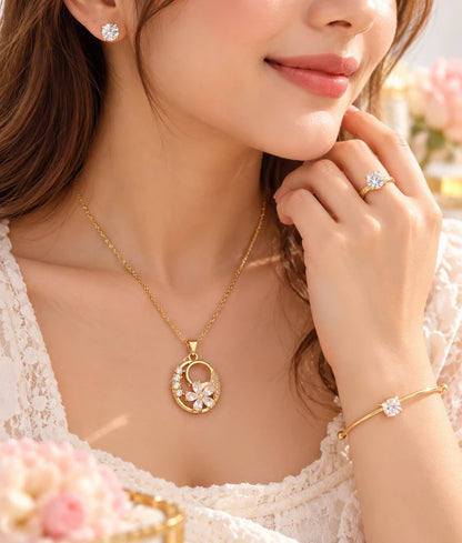 Elegant Sparkle Gold Jewelry Set For Women's - Premium & Luxury Appearance