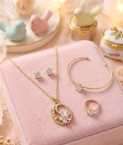 Elegant Sparkle Gold Jewelry Set For Women's - Premium & Luxury Appearance