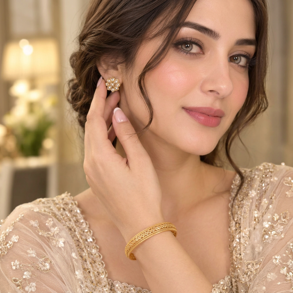 Gold Platted - Beautiful Women's Fashion Bangle - A stylish bangle that adds a contemporary touch to any outfit.