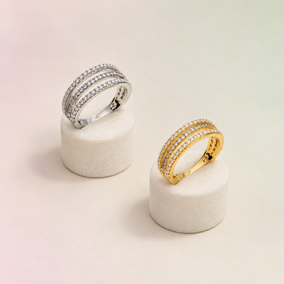 Elegant Pearl Stack Ring – Luxury Gold & Silver Ring for Women