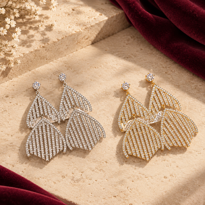 Luxury Floral Crown Zircon Drop Earrings – Elegant Statement Jewelry for Women
