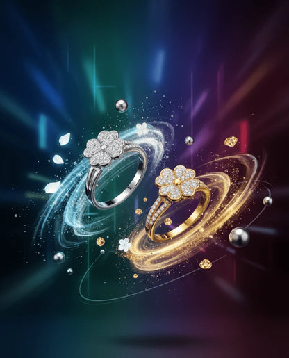 Luxury Crystal Flower Ring for Women – Elegant Floral Cluster Design with Sparkling Stones in Gold & Silver Finishes