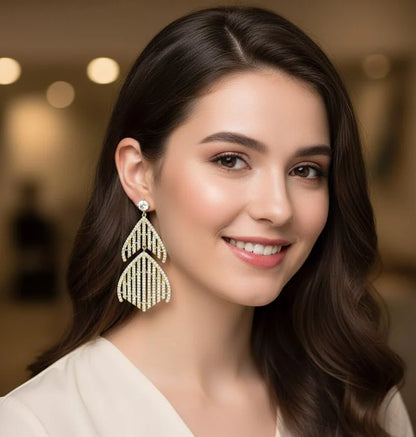 Luxury Floral Crown Zircon Drop Earrings – Elegant Statement Jewelry for Women