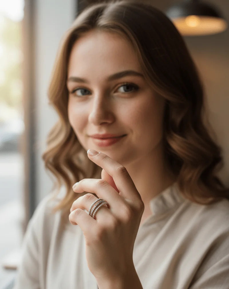 Elegant Pearl Stack Ring – Luxury Gold & Silver Ring for Women