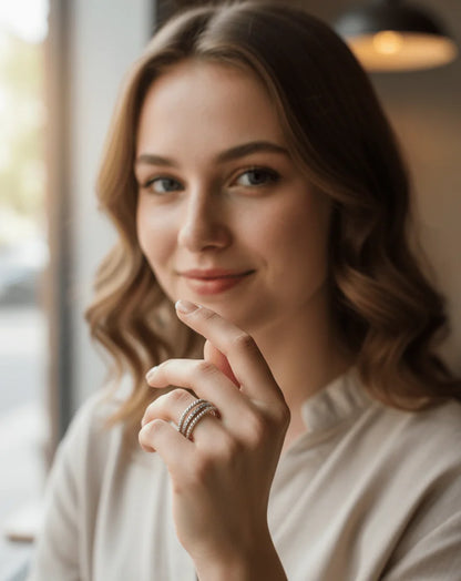 Elegant Pearl Stack Ring – Luxury Gold & Silver Ring for Women