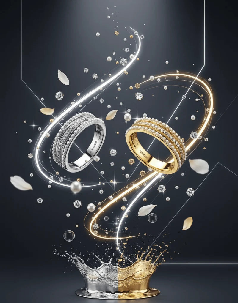 Elegant Pearl Stack Ring – Luxury Gold & Silver Ring for Women