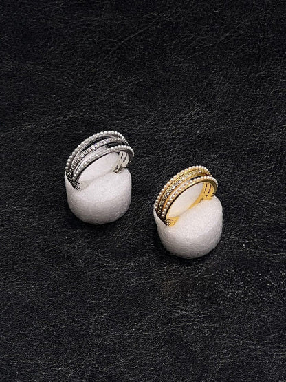 Elegant Pearl Stack Ring – Luxury Gold & Silver Ring for Women