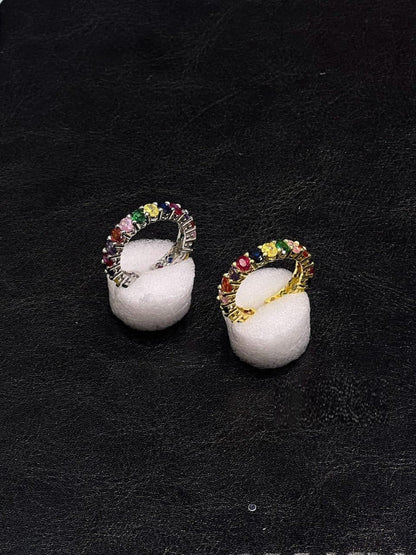 Luxury Rainbow Crystal Eternity Ring - Color full Gems Used – Gold & Silver Color
