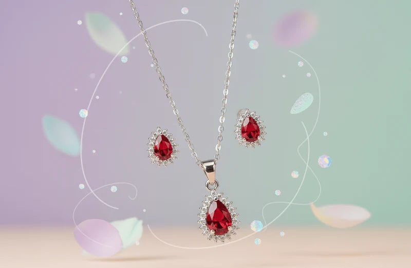 Royal and Luxury Red Teardrop Cubic Zirconia Set For Beautiful Women's Only