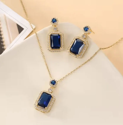 Royal & Luxury Gemstone Jewelry Set – Elegant Necklace & Earrings