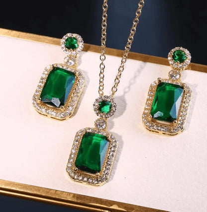 Royal & Luxury Gemstone Jewelry Set – Elegant Necklace & Earrings