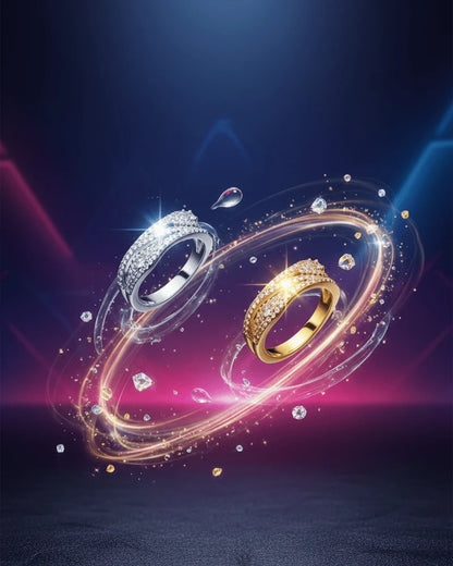 Luxury Wave Crystal Ring for Women – Elegant Multi-Row Sparkling Stones with a Modern Gold & Silver Finish